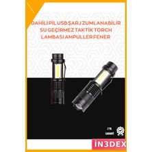 İn3dex 2000 Lumen Şarjlı LED El Feneri 4 Modlu Ayarlanabilir Odak
