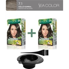 Sea Color 2'li Paket Natural Effect Set Boya Amonyaksız 7.1 Küllü Kumral, Boya Tası ve Fırça Hediye!