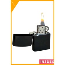İn3dex Doldurulabilir Metalik Benzinli Çakmak Siyah