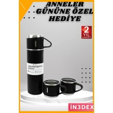 İn3dex Vakumlu Termos Seti 3 Bardaklı 500ML Paslanmaz Çelik Isı Koruyucu
