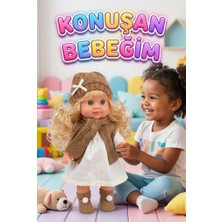 Farbu Oyuncak Lucia Girl Konuşan 35 cm - Etkileşimli Kolları Bacakları ve Kafası Et Kutulu Atkılı Oyuncak Bebek