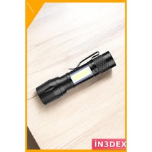 İn3dex Mini Şarjlı LED Kamp Feneri 4 Modlu Alüminyum Işıldak