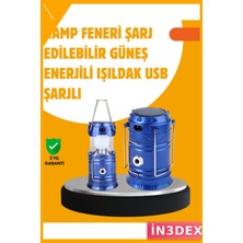 İn3dex USB Şarjlı Taşınabilir Kamp Feneri Güçlü LED Çok Fonksiyonlu