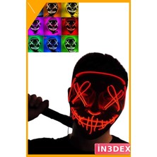 İn3dex LED Işıklı Neon Korku Maskesi 3 Mod Cadılar Bayramı Parti Aksesuarı