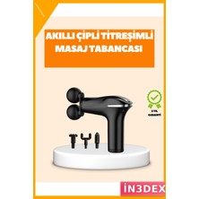 İn3dex Şarjlı Titreşimli Masaj Tabancası Kas Gevşetici 4 Başlıklı