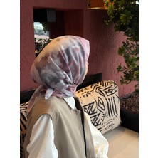 Qalortex Scarf Pamuklu Soft Roza Desen Eşarp-Gumus/gul Kurusu