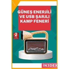 İn3dex Alev Efektli Güneş Enerjili Kamp Lambası Su Geçirmez Taşınabilir