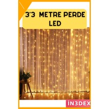 İn3dex LED Perde Işık 3X3M Sıcak Beyaz Düğün Bahçe Dekorasyon