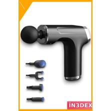 İn3dex Mini Masaj Tabancası 4 Başlık 20W 6 Saat Pil 1800-3200 Rpm