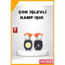 İn3dex Mini LED Kamp Feneri Anahtarlık USB Şarjlı Çok Amaçlı