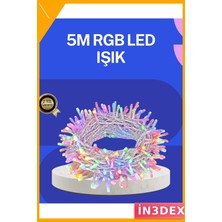 İn3dex Şeffaf Kablo LED Peri Işığı 50 Ampul 5 Metre Dekoratif Aydınlatma