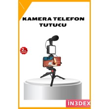 İn3dex Video Çekim Kiti Tripod LED Işık Mikrofon Bluetooth Kumanda Seti