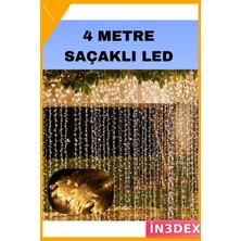 İn3dex 4 Metre Şelale LED Perde Işık Sarı Aydınlatma Dekoratif