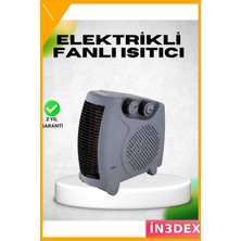 İn3dex Fanlı Elektrikli Isıtıcı Termostatlı Güvenli Yanmaz Plastik Gövde
