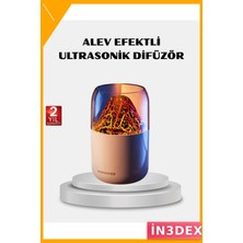 İn3dex Ultrasonik Hava Nemlendirici 280ML Alev Işıklı Sessiz USB Şarjlı
