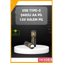 İn3dex Şarjlı Aa Lityum Pil 1.5V 3200MWH USB Type-C 2'li Paket