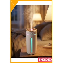 İn3dex USB Şarjlı Araç Buhar Makinesi 5 Esans Hediyeli Renkli Işıklı Nemlendirici