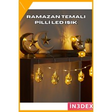İn3dex Pilli LED Altın Fener Işık Ramazan Dekoru