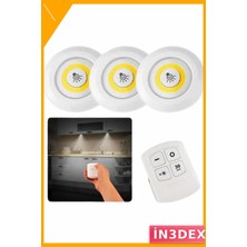 İn3dex Kablosuz Kumandalı 3'lü Spot LED Lamba Mutfak Dolap Işığı
