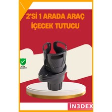 İn3dex 360 Derece Dönebilen Araba Bardak Tutucu 2'li Geniş Kapasiteli