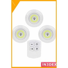 İn3dex Kablosuz Pilli LED Spot Lamba Seti 3'lü Kumandalı