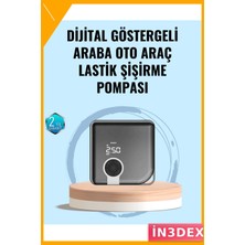 İn3dex Taşınabilir Dijital Hava Pompası 150 Psı Type-C Şarjlı