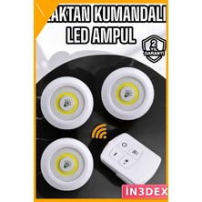 İn3dex Kablosuz Pilli Uzaktan Kumandalı 3'lü LED Spot Lamba Seti
