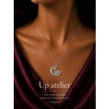Up Atelier 925 Ayar Gümüş Zirkon Taşlı Kar Taneli Hilal Model