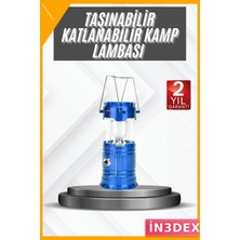 İn3dex Güneş Enerjili Şarjlı Kamp Lambası LED Işıldak Powerbank Özellikli