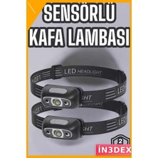 İn3dex Şarjlı LED Kafa Lambası 4 Mod Ipx5 Su Geçirmez Hareket Sensörlü