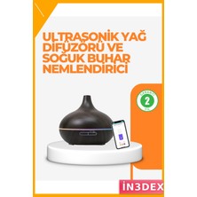 İn3dex Ultrasonik Hava Nemlendirici 550ML Otomatik Kapanma Zaman Ayarlı