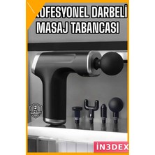 İn3dex Darbeli Masaj Tabancası 4 Başlıklı Şarjlı Kas Ağrıları Için