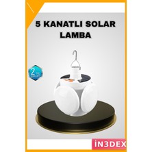 İn3dex 5 Kanatlı Solar Kamp Lambası USB Şarjlı IP65 Su Geçirmez 2400MAH