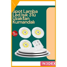 İn3dex Kablosuz 3'lü Uzaktan Kumandalı LED Spot Lamba Yapışkanlı
