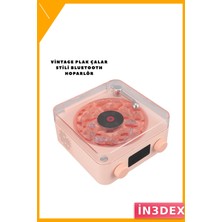 İn3dex Bluetooth Hoparlör Pembe Retro Tasarım Stereo Ses Gece Işığı