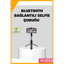 İn3dex Kablosuz Bluetooth Selfie Çubuğu 360° Dönebilen Başlık