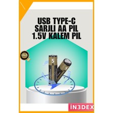 İn3dex Aa Şarj Edilebilir Lityum Pil 1.5V Type-C Hızlı Şarj 2'li