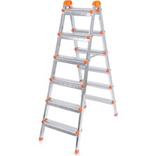 Perilla 12506 6+6 Metal Merdiven 12 Basamaklı A Tipi Sürgülü Güvenli Tasarım
