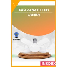 İn3dex 4 Kollu Pervane LED Ampul 60W 6000 Lumen Beyaz Işık Geniş Alan Aydınlatma