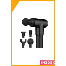 İn3dex Profesyonel Masaj Tabancası 4 Başlıklı 6 Kademeli Hız
