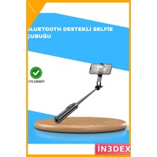 İn3dex Bluetooth Selfie Çubuğu 130 cm Ayarlanabilir Teleskopik