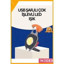 İn3dex Mini LED Anahtarlık Fener USB Şarjlı Taşınabilir Çok Fonksiyonlu