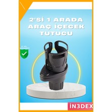 İn3dex 360° Döner Çift Bardak Tutucu Karbon Fiber Görünümlü Ayarlı