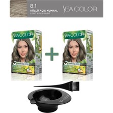 Sea Color 2'li Natural Effect Set Boya Amonyaksız 8.1 Küllü Açık Kumral, Boya Tası ve Fırça Hediye!