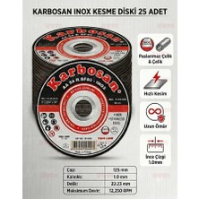 Karbosan Inox Paslanmaz Çelik Kesme Diski 125X1.0X22.23 mm 25 Adet