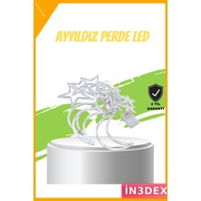 İn3dex Yıldız ve Ay Figürlü Perde LED Işık 126 LED Prizli Romantik Aydınlatma