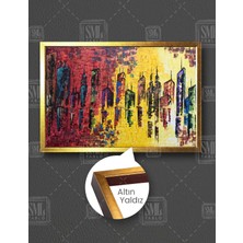 SML Tablo Soyut Renkli Şehir Art Manzara Doğa Yatay Çerçeveli Kanvas Tablo
