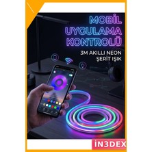 İn3dex Rgb Neon LED Şerit Işık 3m Su Geçirmez Uzaktan Kumandalı