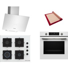 Bosch Beyaz 3 Lü Ankastre Set 592 ( HUA736EV0T - POP6C2P31O - DWK64PJ20T ) - Buhar Destekli - Fırın Matı ile