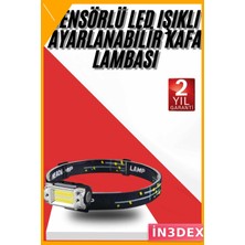 İn3dex Sensörlü Şarjlı LED Kafa Lambası 6 Ampul Ayarlanabilir Kafa Bandı